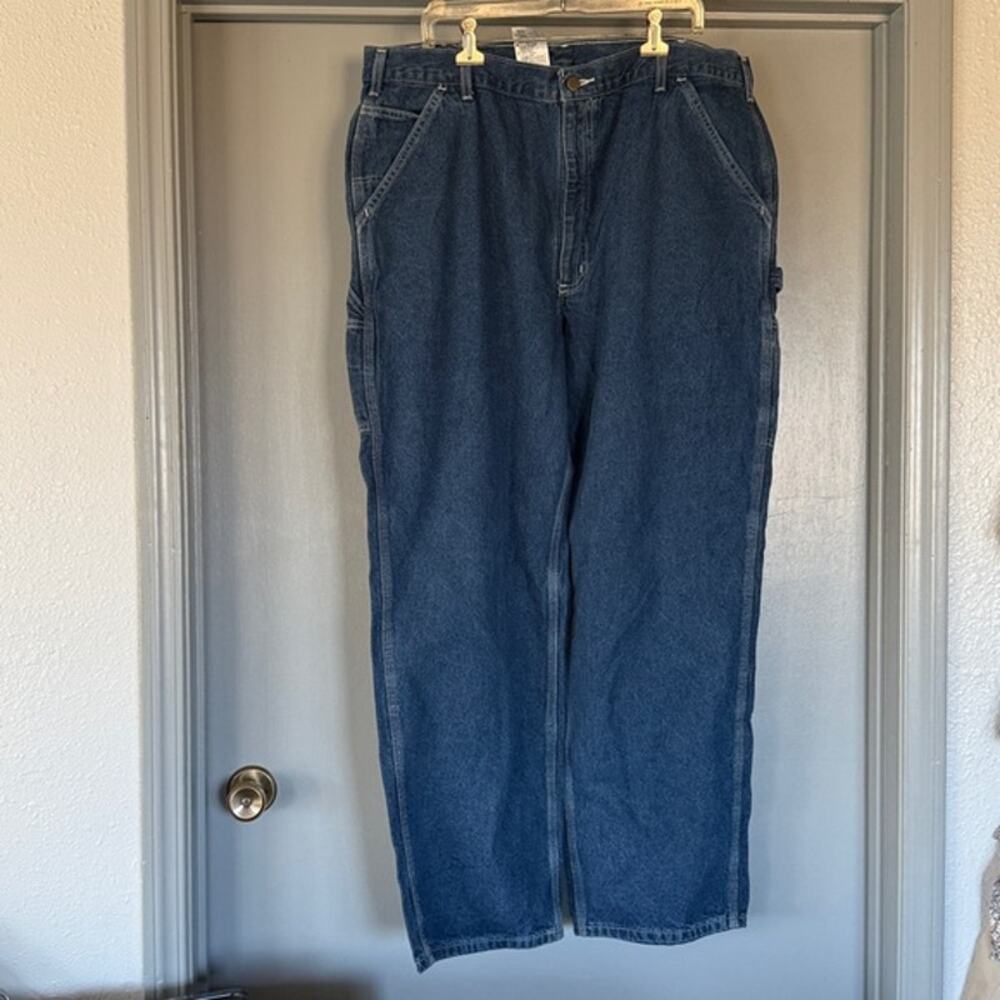 Carhartt Blue Denim Men's Carpenter Jeans Straight Leg sz 42 x 32 Style B13 DST